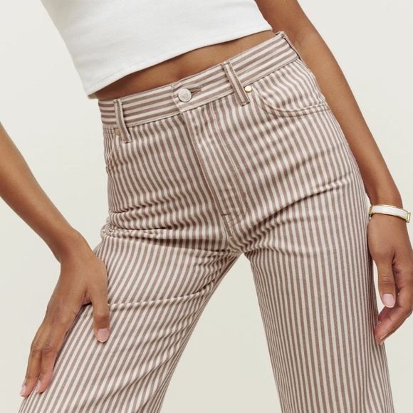 Reformation NWT Cowboy Striped High Rise Straight Jeans (28) - Picture 9 of 16